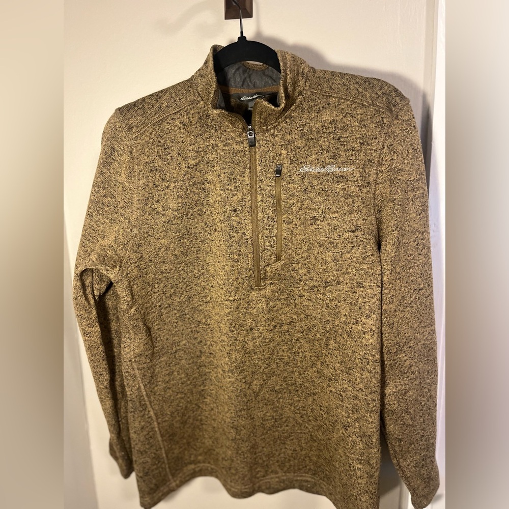 Eddie Bauer Men's Tan Zip-Up Sweater Small
